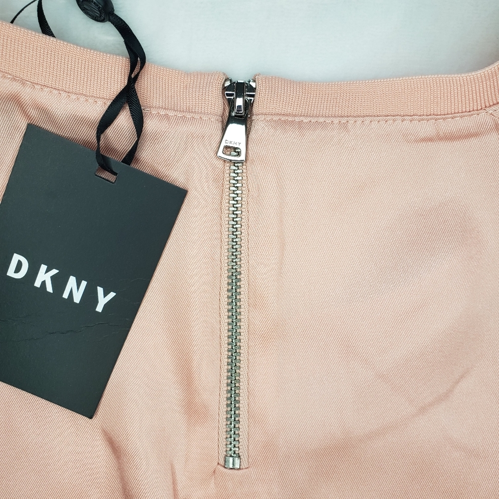 DKNY Peach Satin Ruched Short Sleeve Top--NWT--XL - Picture 11 of 14